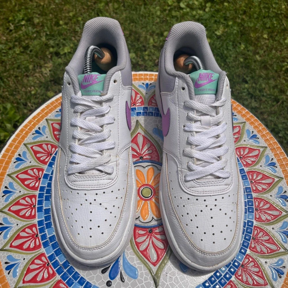 Nike Court Vision Low Next Nature Women 11 White Purple Sneakers FN7141-100 RARE
